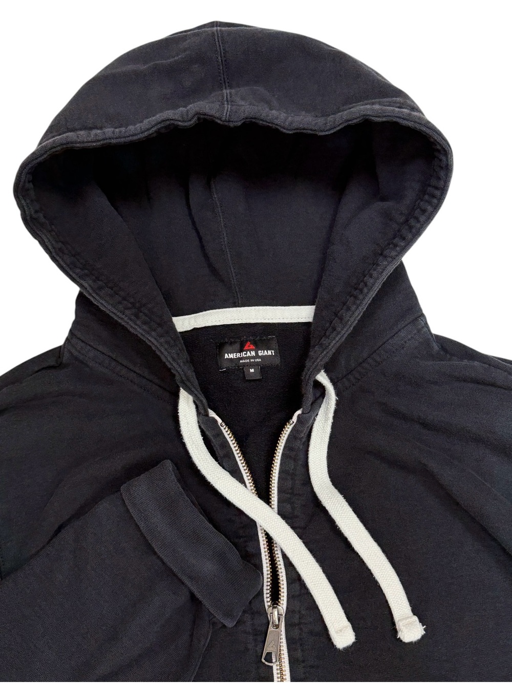 American Giant Hoodie Men Medium Black Full Zip Heavy Cotton Sweatshirt USA Made